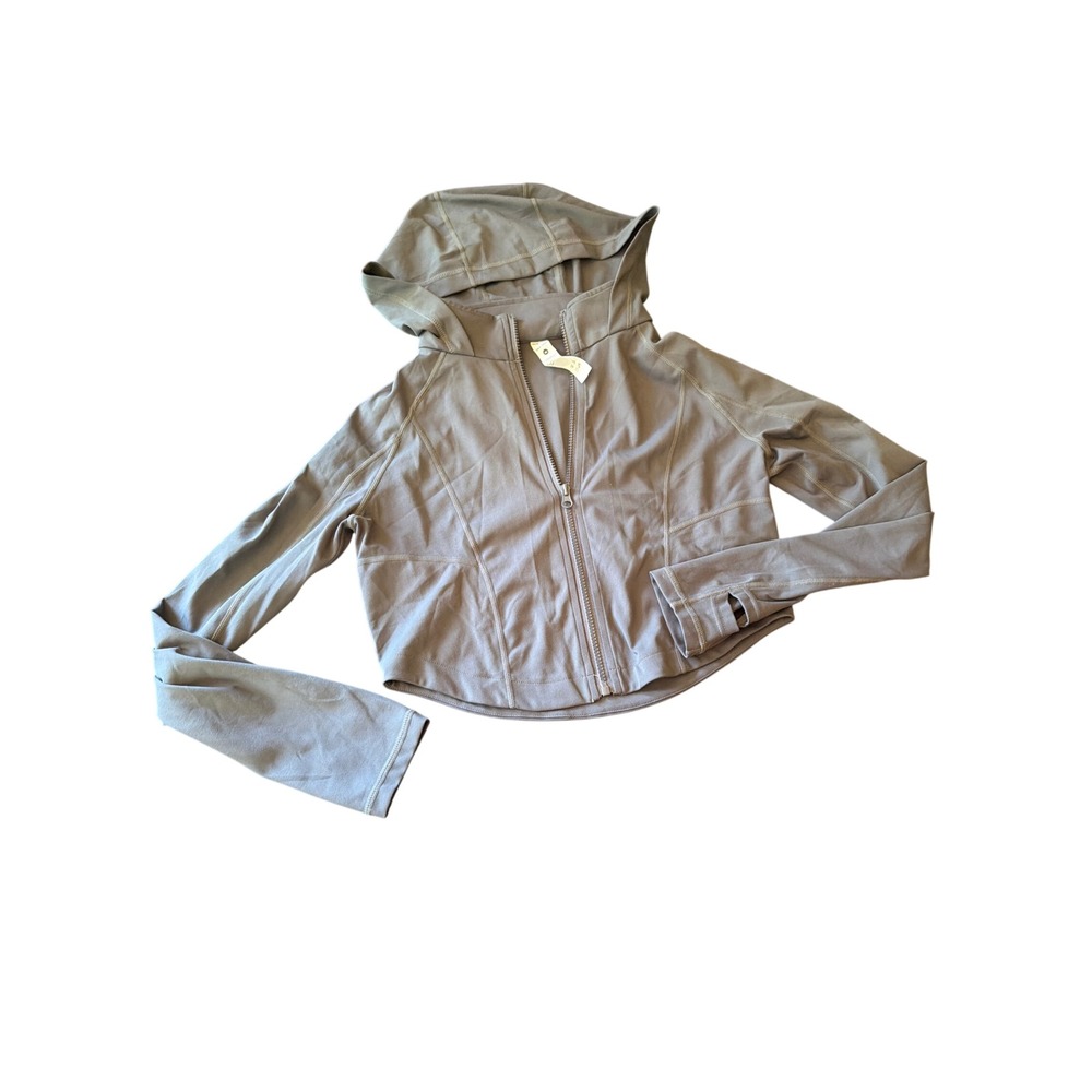 Gold Hinge Hoodie Gray Cropped Full Zip Activewear Jacket XL Thumbholes Slim Fit